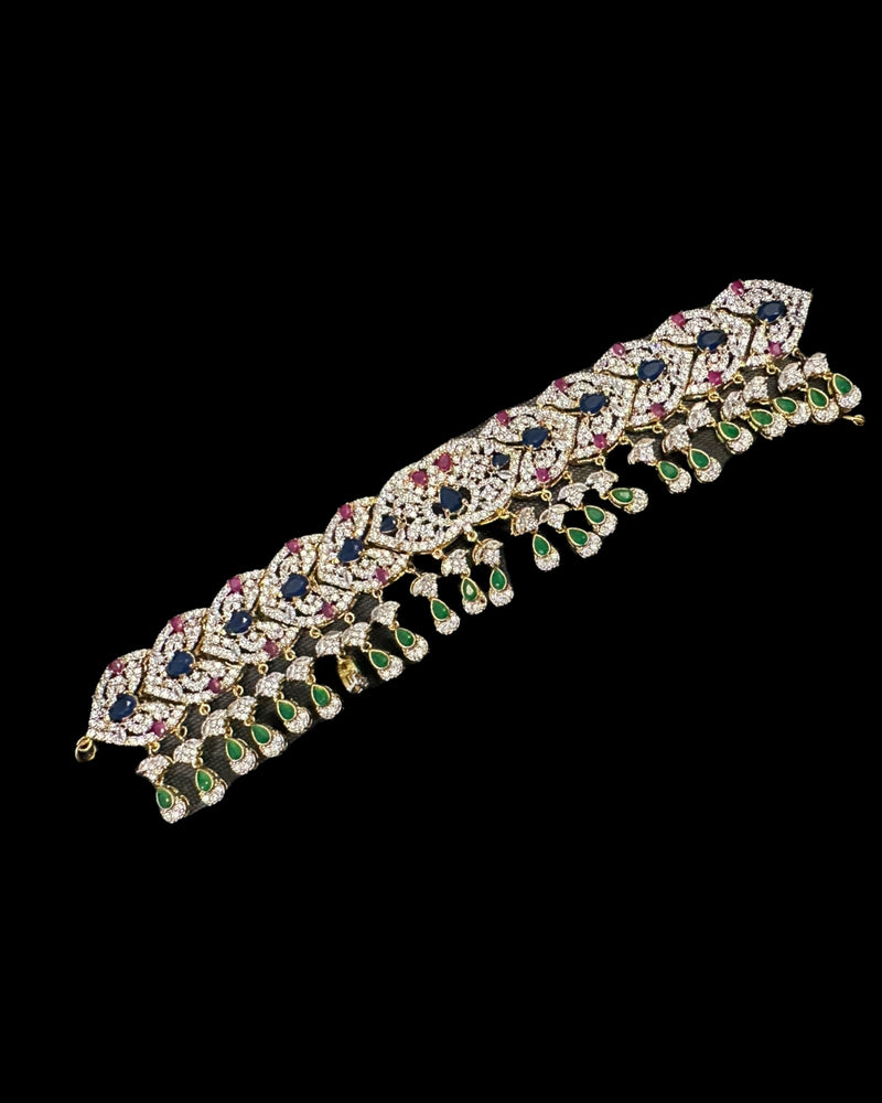 Fareena bridal set in ruby emerald sapphire ( READY TO SHIP )