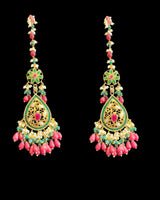 C597 Ruby, Emerald & Pearl Gold-Plated Choker Set | Semi-Precious Stones | Bridal Jewelry ( READY TO SHIP )