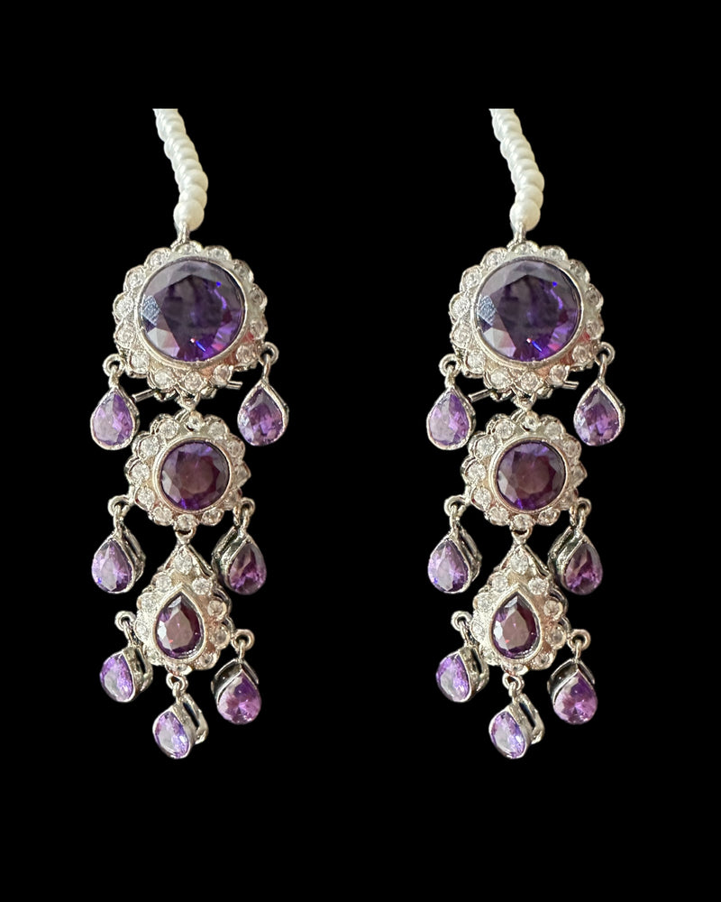 BR321  High quality cz  necklace set with tika - purple ( READY TO SHIP )