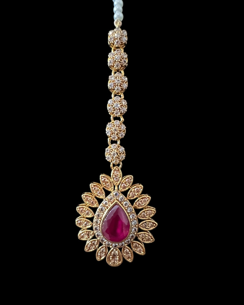 BR463 Ruby and zircon bridal set ( READY TO SHIP)