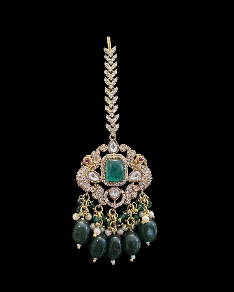 C574 Gold plated Polki / doublet choker with earrings tika ( READY TO SHIP )