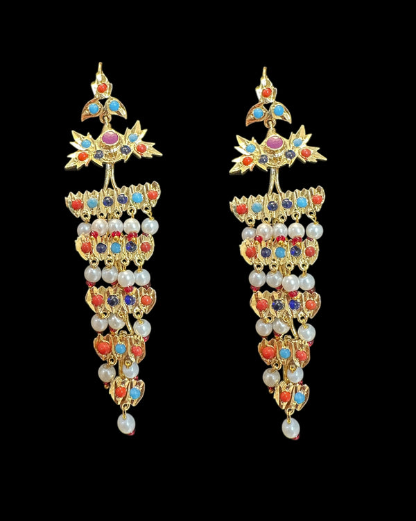 DER912  angoor ke gosha Earrings - Navratan ( READY TO SHIP  )