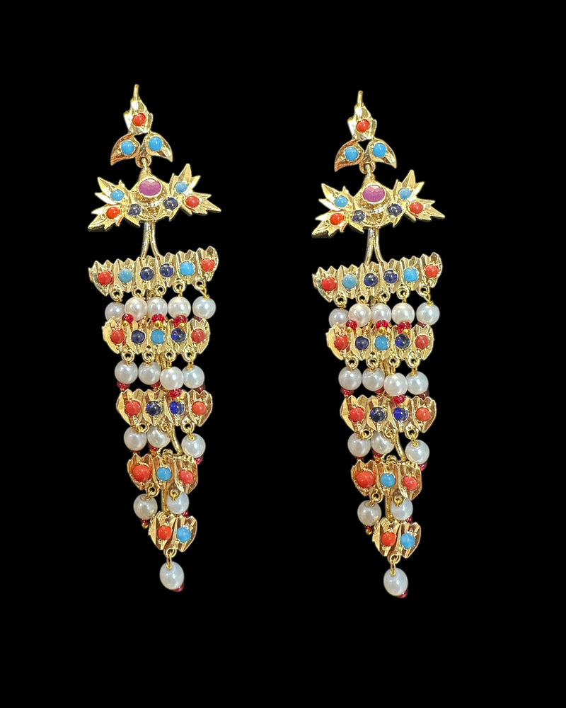 DER912  angoor ke gosha Earrings - Navratan ( READY TO SHIP  )