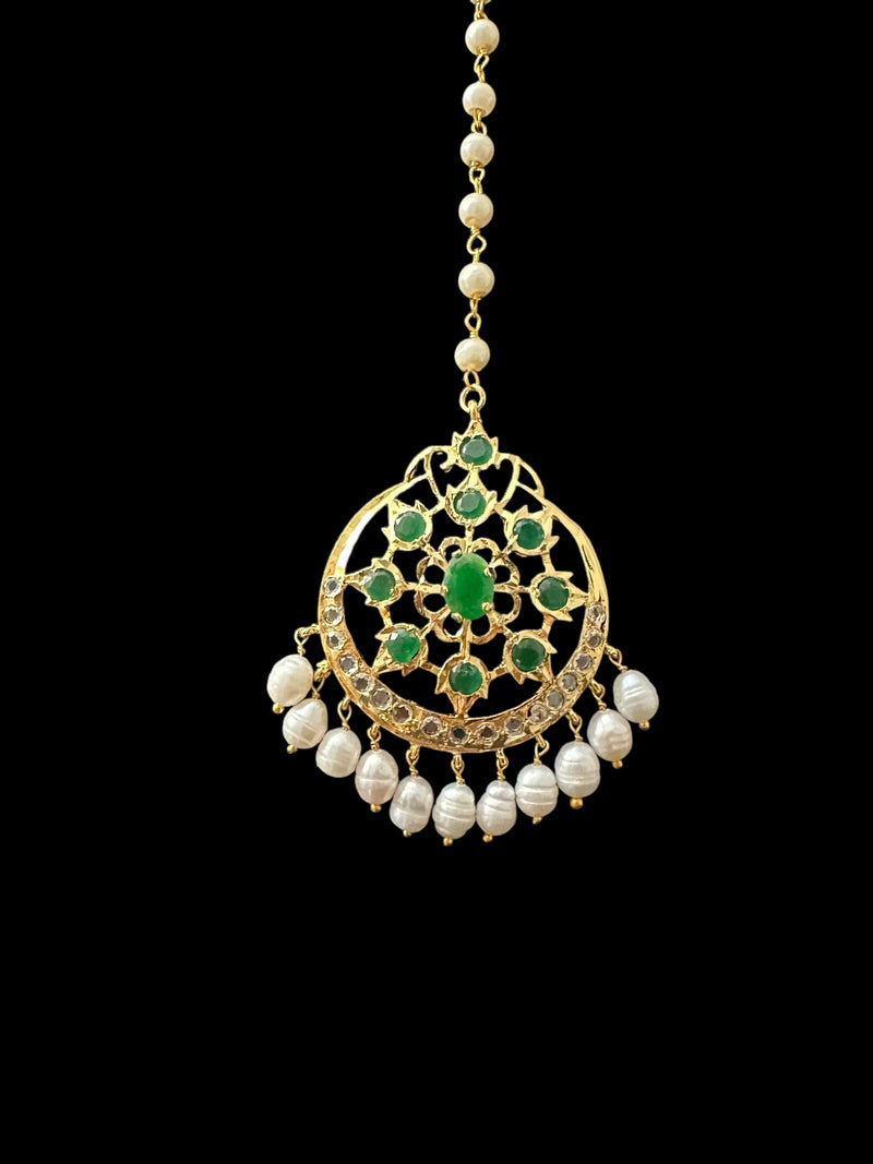 DJTK306 Naira tika in fresh water pearls  - GREEN ( READY TO SHIP )