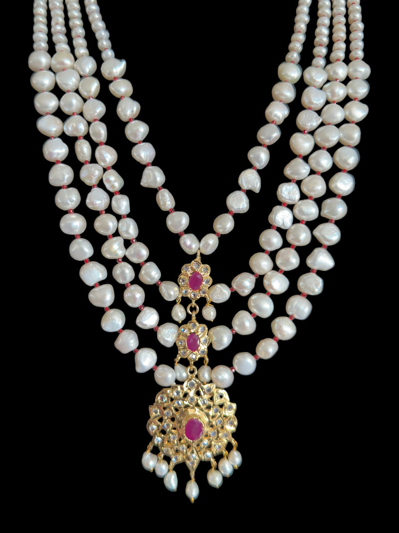 DLN70 Fresh water pearls Rani haar ( SHIPS IN 2 WEEKS  )