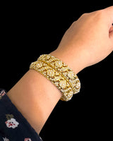 B823 Gold-Plated Jadau Pearl Bangles – Classic Non-Openable Design ( READY TO SHIP )