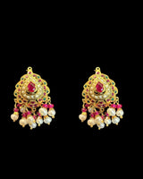 Ruby Emerald Pearl Pendant Set – Gold-Plated 92.5 Silver ( READY TO SHIP )