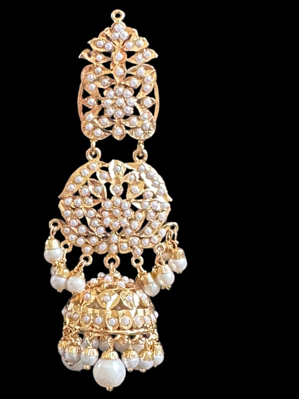 DER510 Vidisha jhumka earrings in pearls  (READY TO SHIP )