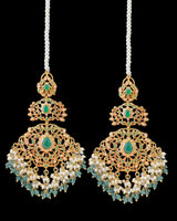 Zeba jadau earrings in emerald pearl ( READY TO SHIP )