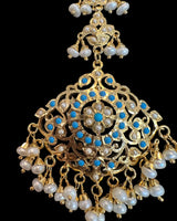 Turquoise & Freshwater Pearl Tika – Gold-Plated 92.5 Silver ( READY TO SHIP )