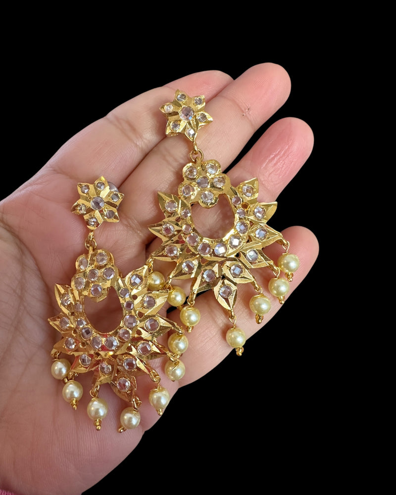 DER769 Edna  Chandbali with golden pearls ( READY  TO SHIP )