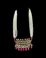 PS566 Hyderabadi Tirmani in Freshwater Pearls & Ruby Beads – With Chandbali Earrings ( READY TO SHIP )
