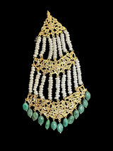 DJHR86 Hyderabadi jhoomar in fresh water pearls and emerald beads ( READY TO SHIP )