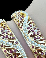 Gold-Plated 92.5 Silver Bangles with Rubies & Freshwater Pearls (Pair) ( READY TO SHIP )
