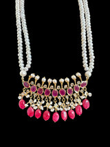 PS508 Tirmani in Rubies with Freshwater Pearls and Chandbali Earrings – Gold-Plated Lightweight Jewelry( READY TO SHIP )