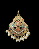 PS545 Ayeza jadau navratan pendant set ( READY TO SHIP )