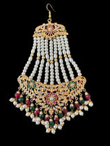 DJHR128  Hema jadau jhoomar in ruby emerald combination ( READY TO SHIP )