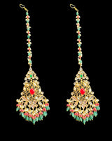 Ruby, Emerald & Pearl Gold-Plated bridal Choker Set | Semi-Precious Stones | Bridal Jewelry ( READY TO SHIP )