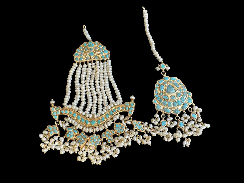 Anuja jhoomar tika in feroza/ turquoise ( READY TO SHIP )