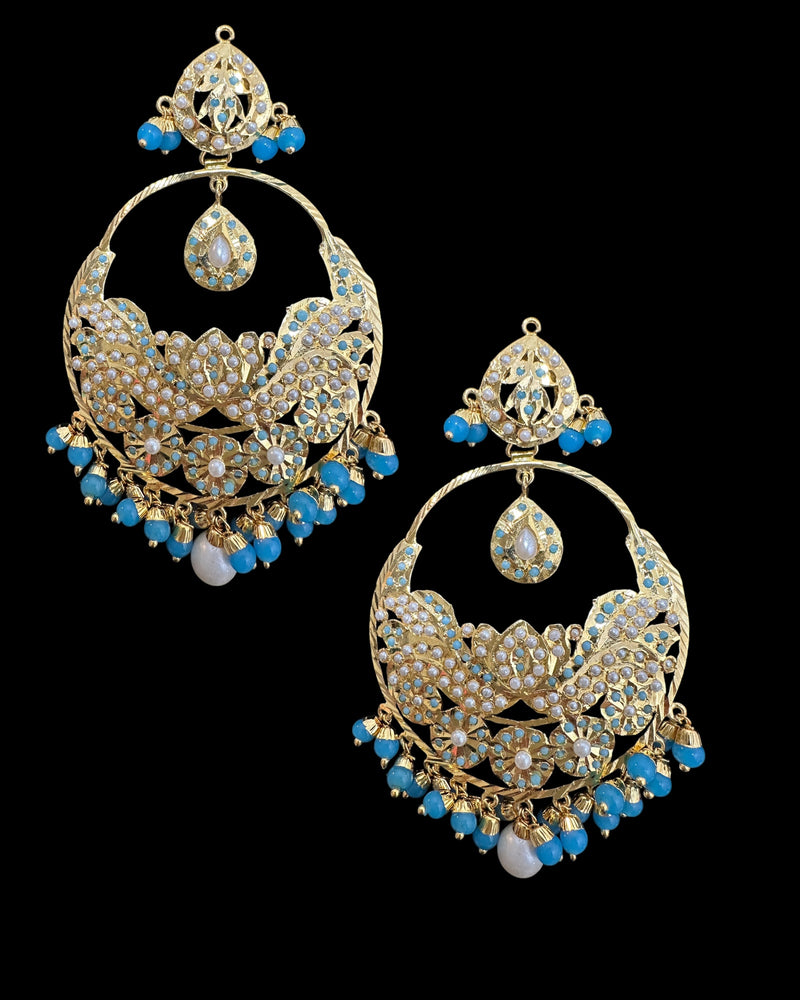 DER782 Roma chandbali earrings in turquoise ( SHIPS IN 4 WEEKS )