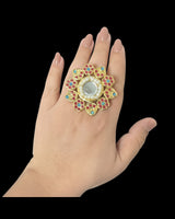 Multicolor kundan ring ( READY TO SHIP )