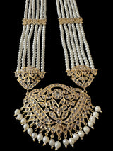 DLN111 Hareem pearl rani haar with jhoomar earrings in pearls  ( READY TO SHIP )