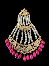 DJHR134 Insia Hyderabadi jhoomar in Ruby pink beads  ( READY TO SHIP )