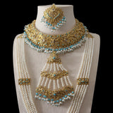 BR598 Leah bridal set in turquoise with pearls   (READY TO SHIP)