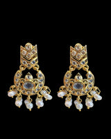 DNS216 Gold-Plated Necklace Set with Freshwater Pearls & CZ Polki | Intricate Bridal & Party Jewelry ( READY TO SHIP )