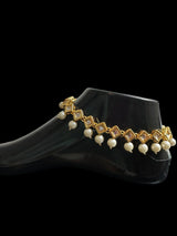 Kundan and pearl anklets ( READY TO SHIP )