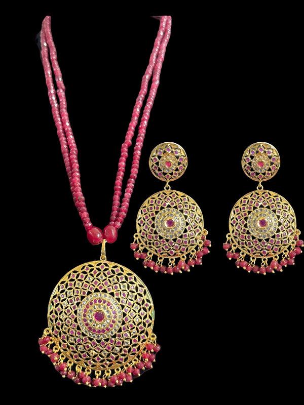 PS355  Ruby jadau pendant set ( READY TO SHIP )