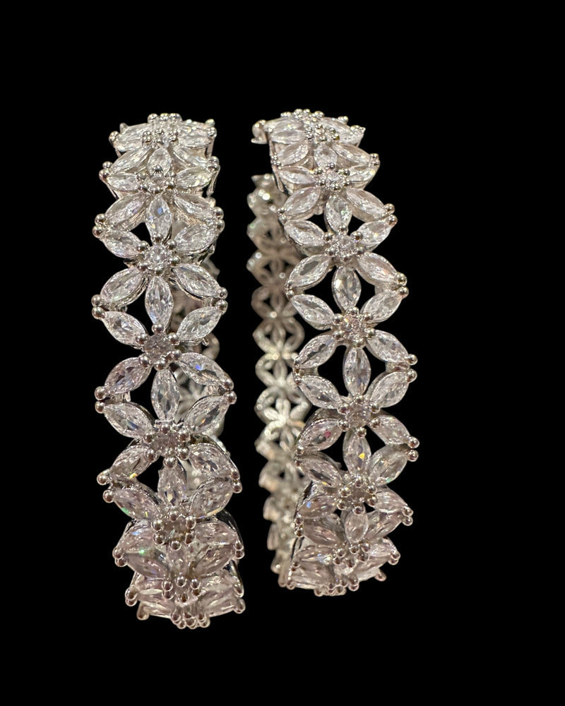 B815 Silver-Plated Cubic Zirconia Bangles ( READY TO SHIP )