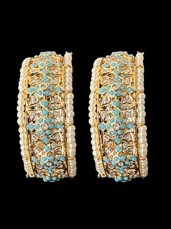 B185 Azmah turquoise and pearl  bangles ( READY TO SHIP )