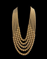 SAT122 Five-Layer Golden Swarovski Pearl Long Mala – Groom Wedding Jewelry ( READY TO SHIP )