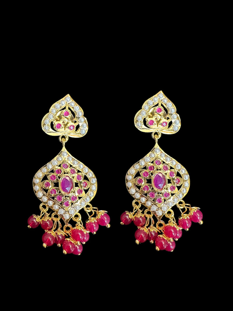 Jadau pendant earrings - Ruby   ( READY TO SHIP )