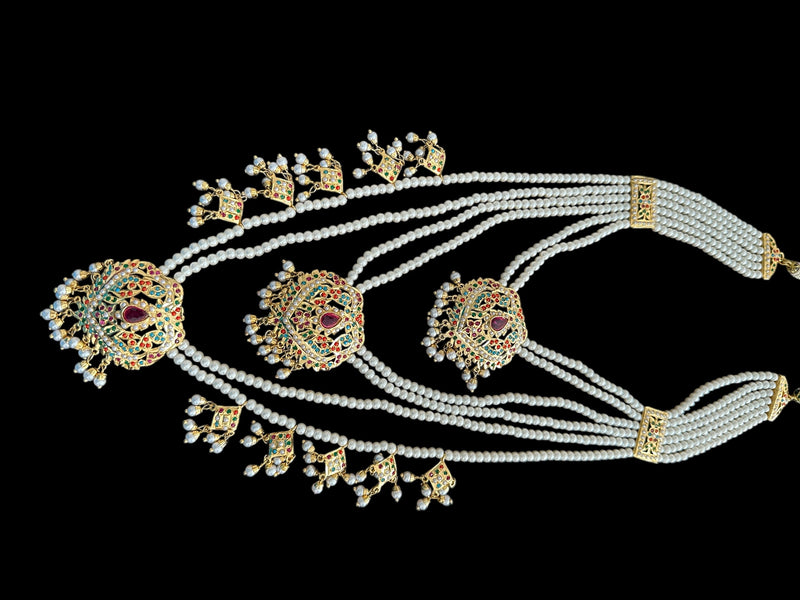 BAHAAR bridal set in Navratan and pearls ( READY TO SHIP )