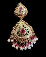 Ruby Emerald Pearl Pendant Set – Gold-Plated 92.5 Silver ( READY TO SHIP )