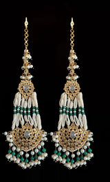 DER84 Lana jhoomar earrings - emerald   ( SHIPS IN 4 WEEKS )