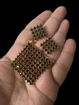 Nandini cz pendant with earrings  (READY TO SHIP )
