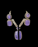 DNS231 Purple doublet necklace set ( READY TO SHIP )