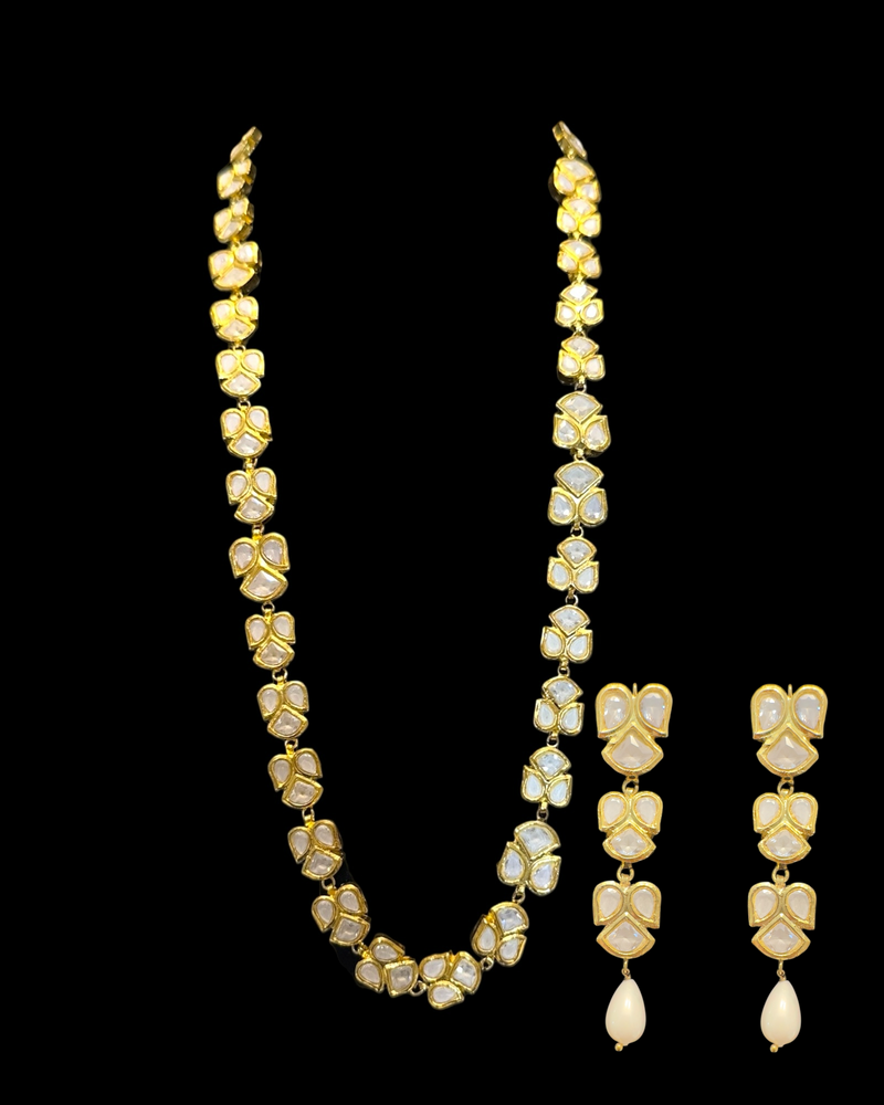 DLN142 Gold-Plated Kundan Mala Set – High-Quality CZ Stones | Single Line Elegance ( READY TO SHIP )