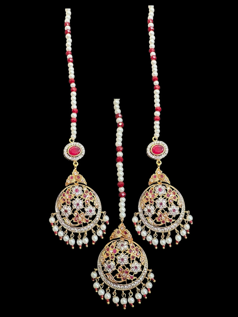 Zehra earrings tika in red/ ruby ( SHIPS IN 4 WEEKS )