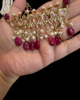 PS566 Hyderabadi Tirmani in Freshwater Pearls & Ruby Beads – With Chandbali Earrings ( READY TO SHIP )