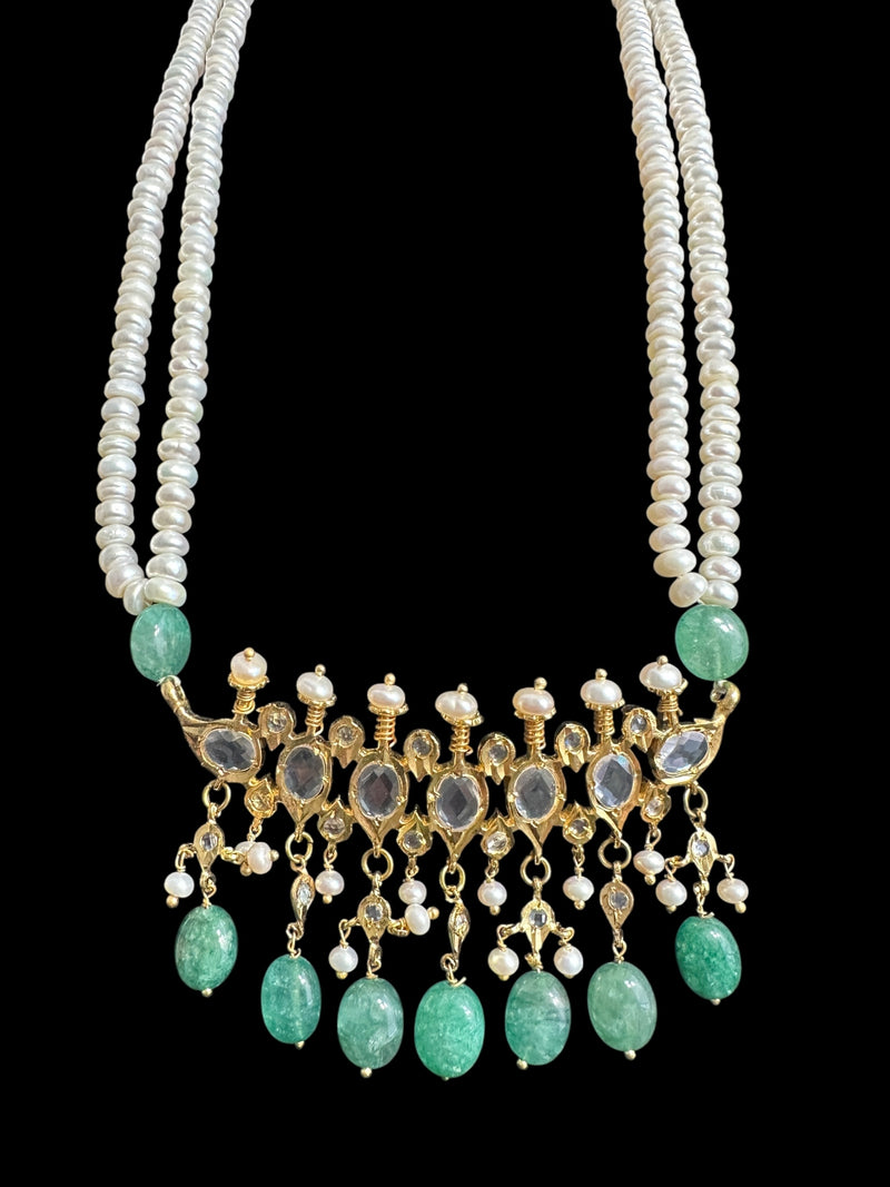 PS543 Hyderabadi tirmani in fresh water pearls and emerald beads ( READY TO SHIP )