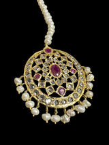 DJTK333 Zeba tika in fresh water pearls - Ruby ( READY TO SHIP)