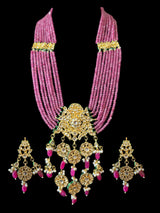 DLN104 Shahreen kundan rani haar in pink beads   ( READY TO SHIP)