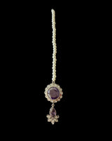 BR321  High quality cz  necklace set with tika - purple ( READY TO SHIP )