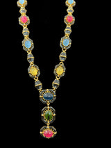 DLN72 Multicolor gold plated gemstone necklace ( READY TO SHIP )