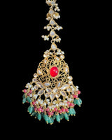 Ruby, Emerald & Pearl Gold-Plated bridal Choker Set | Semi-Precious Stones | Bridal Jewelry ( READY TO SHIP )