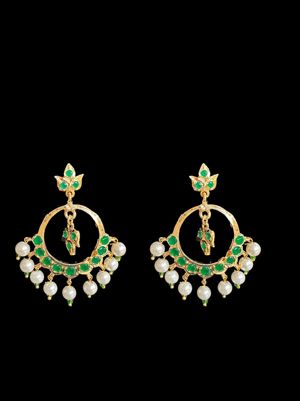 DER565 Nida chandbali medium sized ( green ) ( SHIPS IN 3 WEEKS  )